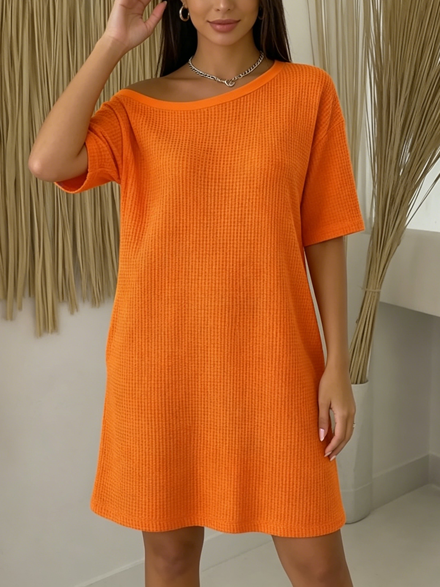 Women's Knit Off-Shoulder Tunic Mini Dress