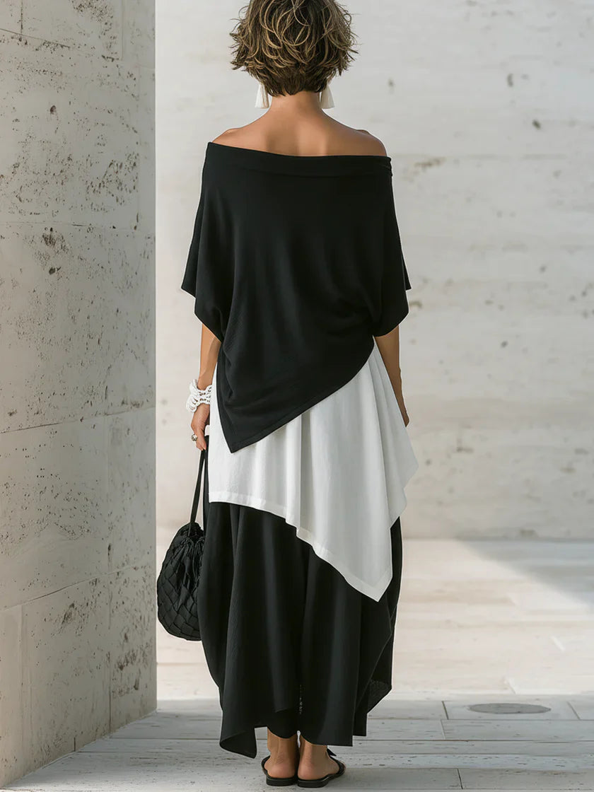 Women's Linen Off-the-Shoulder Two Piece Maxi Set