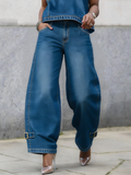 Women's Denim Wide Leg Horseshoe Jeans