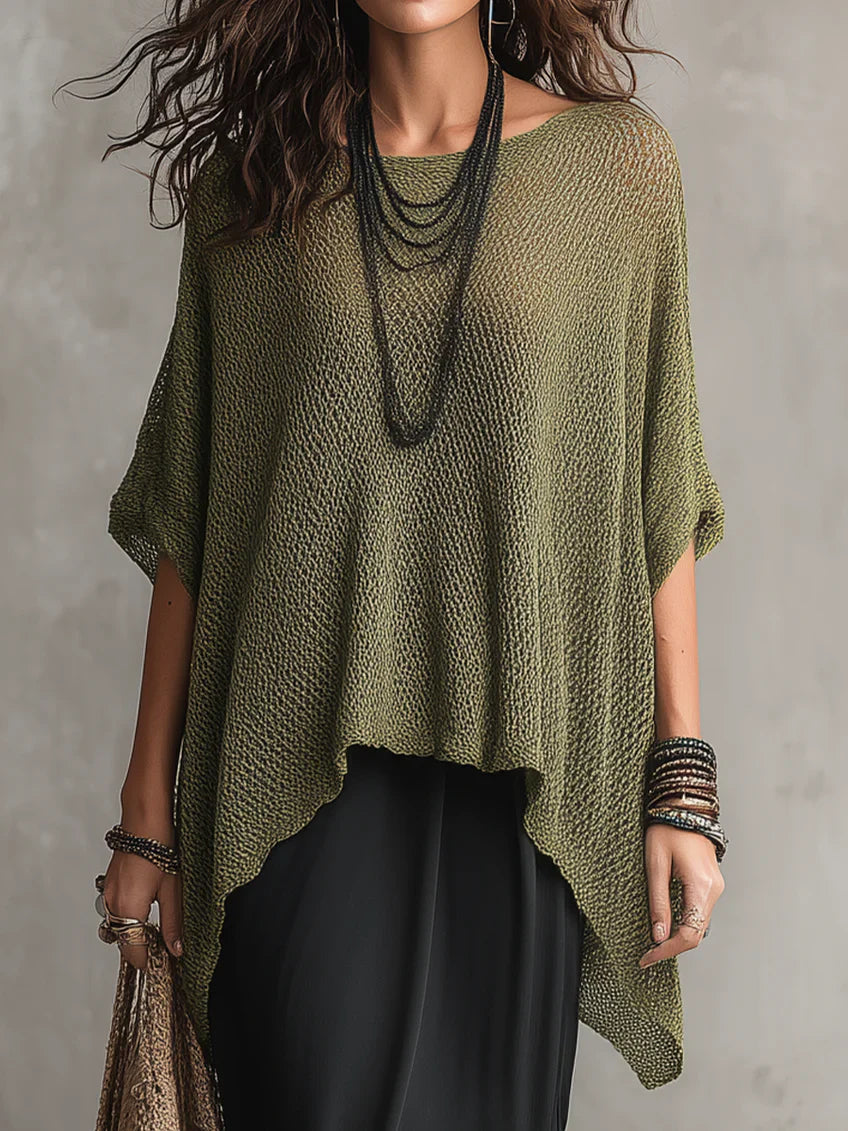 Women Knit Poncho Jumper Loose Batwing Cape Top