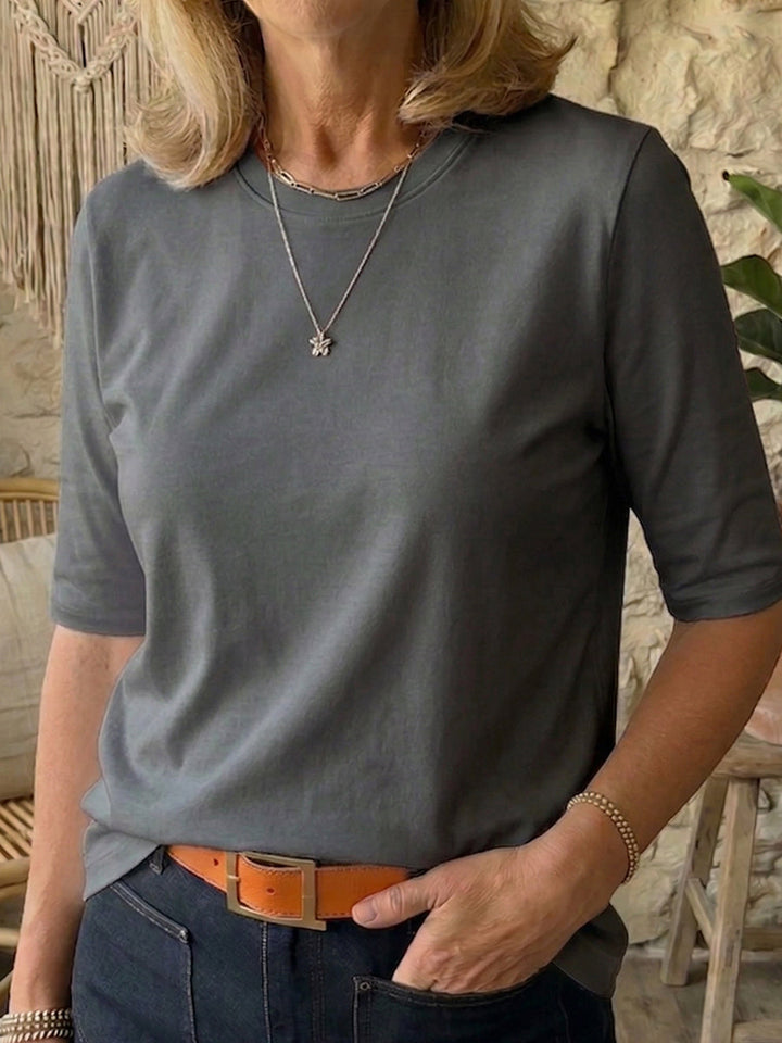 Women's Merino Wool Mix Elbow Sleeve T-Shirt Top