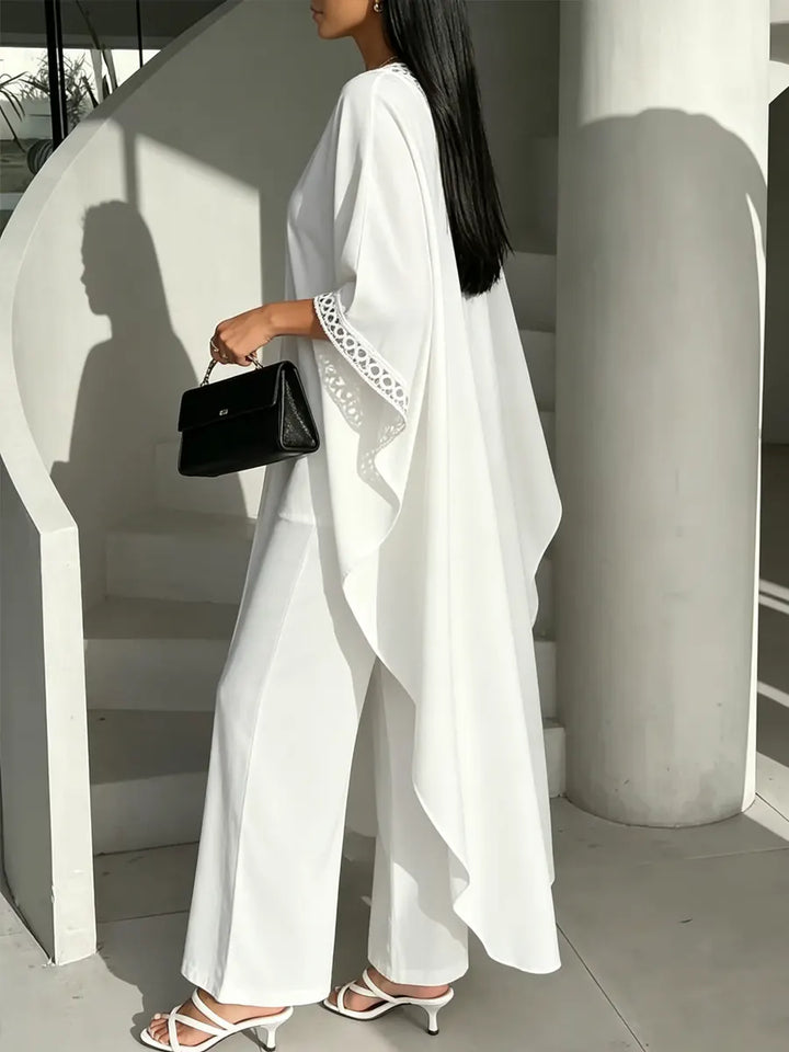 Women’s Linen Kimono Cardigan and Wide Leg Pants Matching Set
