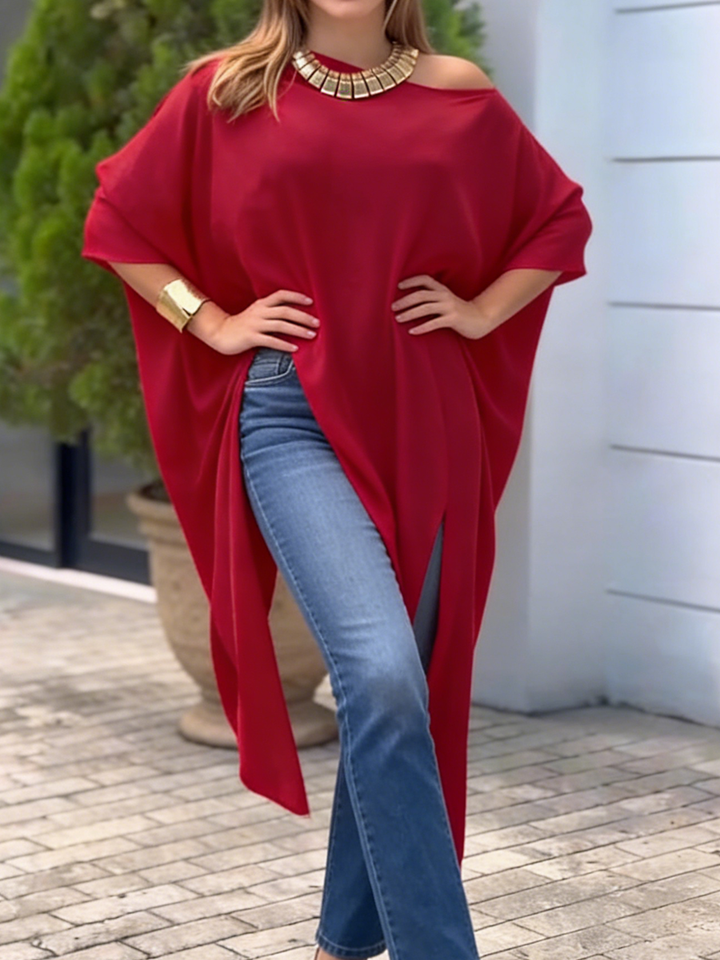 Women's Chiffon Poncho Tunic Off the Shoulder Blouse Tops