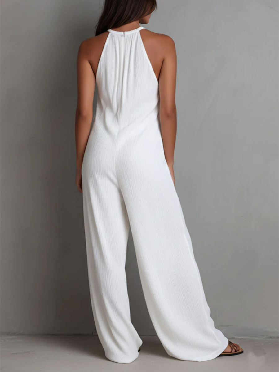 Women’s Linen Halter Neck Wide Leg Jumpsuit
