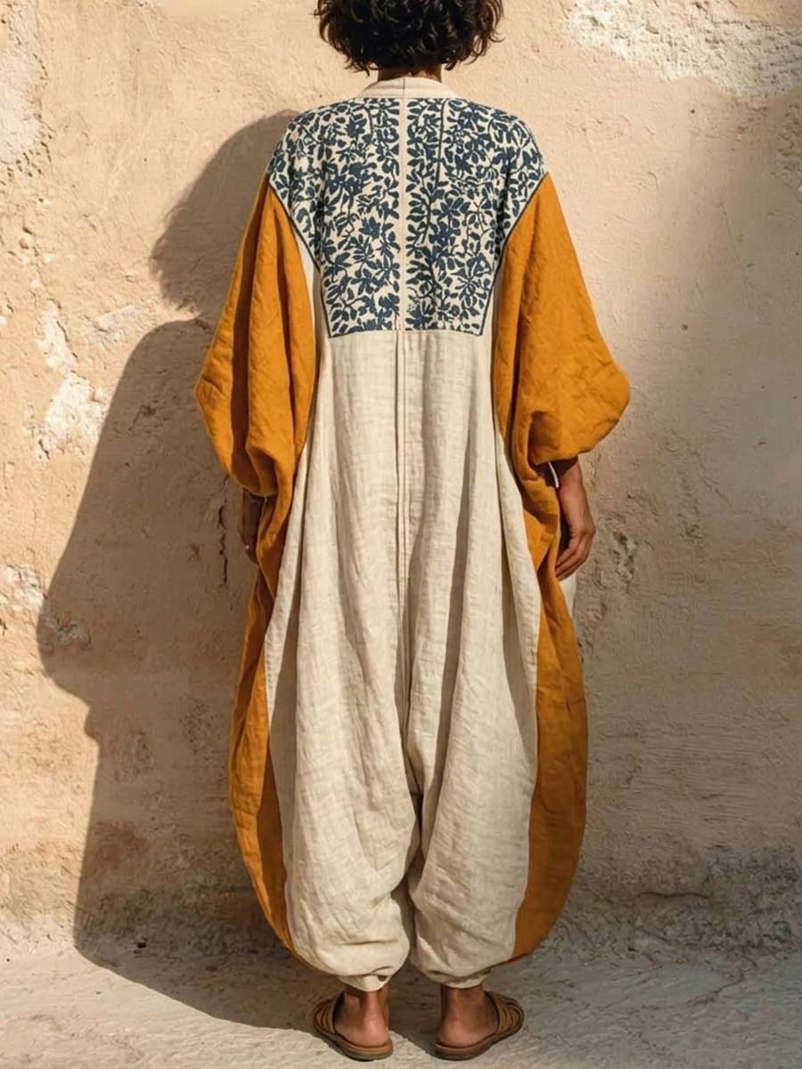 Women's Linen Kaftan Harem Jumpsuit Boho Loose Fit Romper