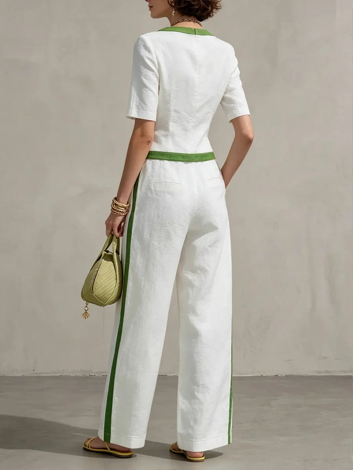 Women's Linen Two Piece Set Matching Shirt and Pants Co-ord