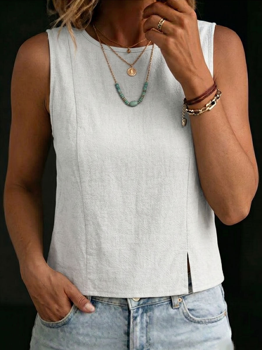 Women's Linen Sleeveless Tank Top Shell Blouse