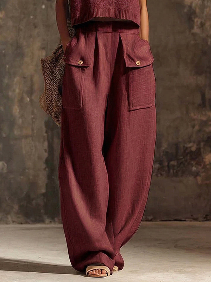 Women's Wide Leg Trousers Linen High Waisted Relaxed Fit Palazzo Pants