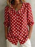 Women's Polka Dot Peter Pan Collar Chiffon Blouse