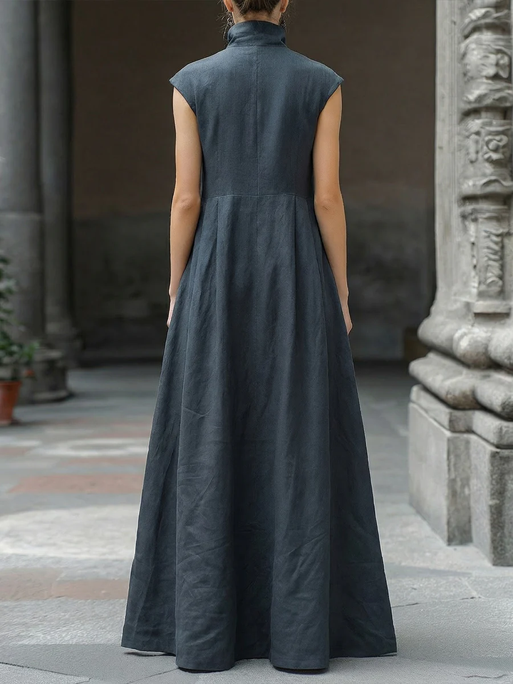 Women’s Linen Sleeveless A-Line Maxi Dress