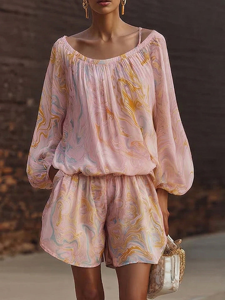 Women’s Linen Shorts and Long Sleeve Top Set