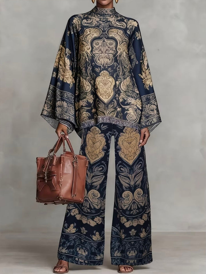 Women's Silk Print Tunic and Wide Leg Trouser Co-ord Set