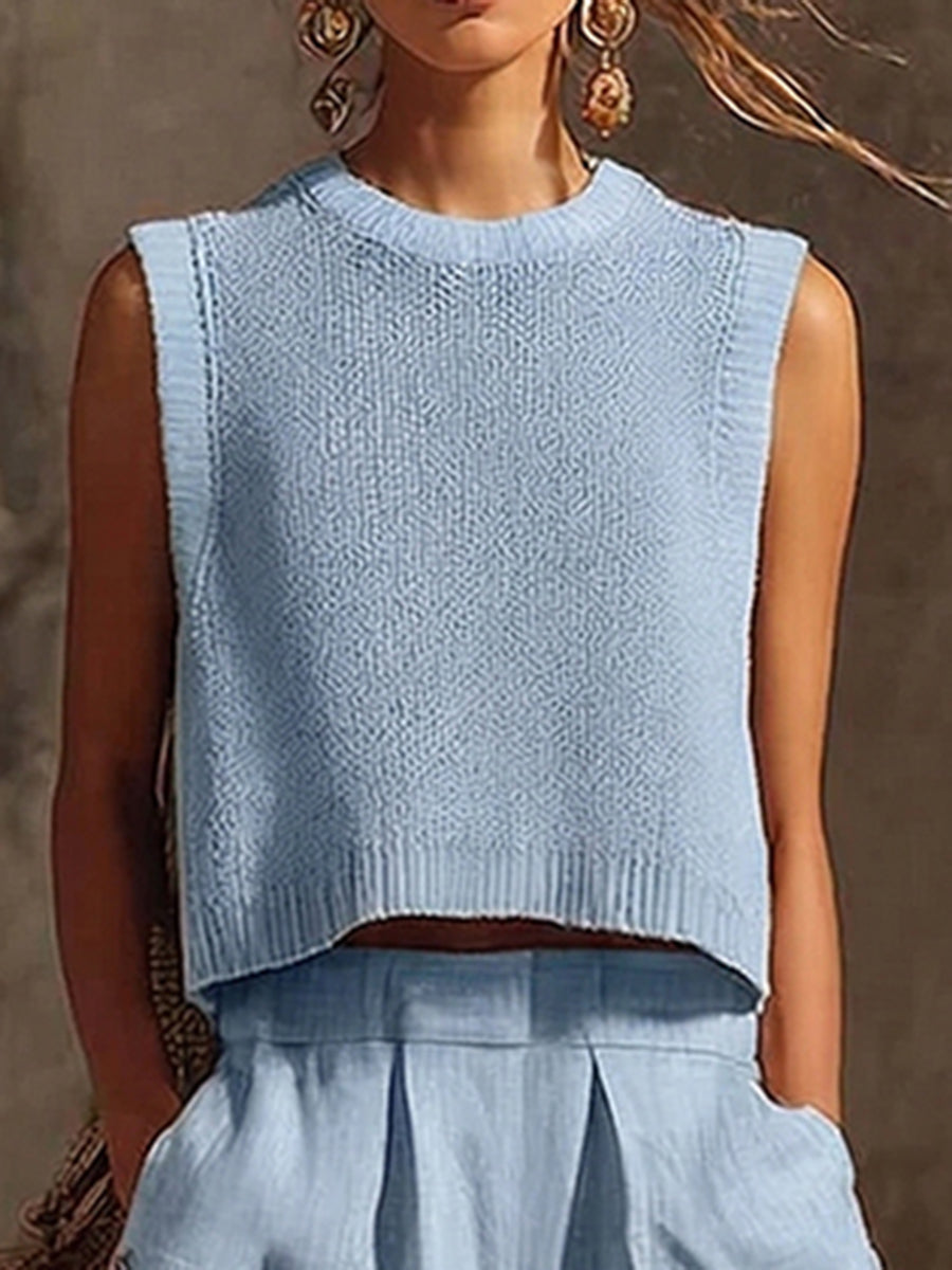 Women's Knit Sleeveless Cropped Top Vest