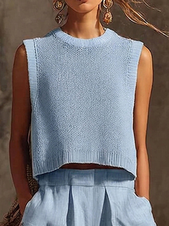 Women's Knit Sleeveless Cropped Top Vest