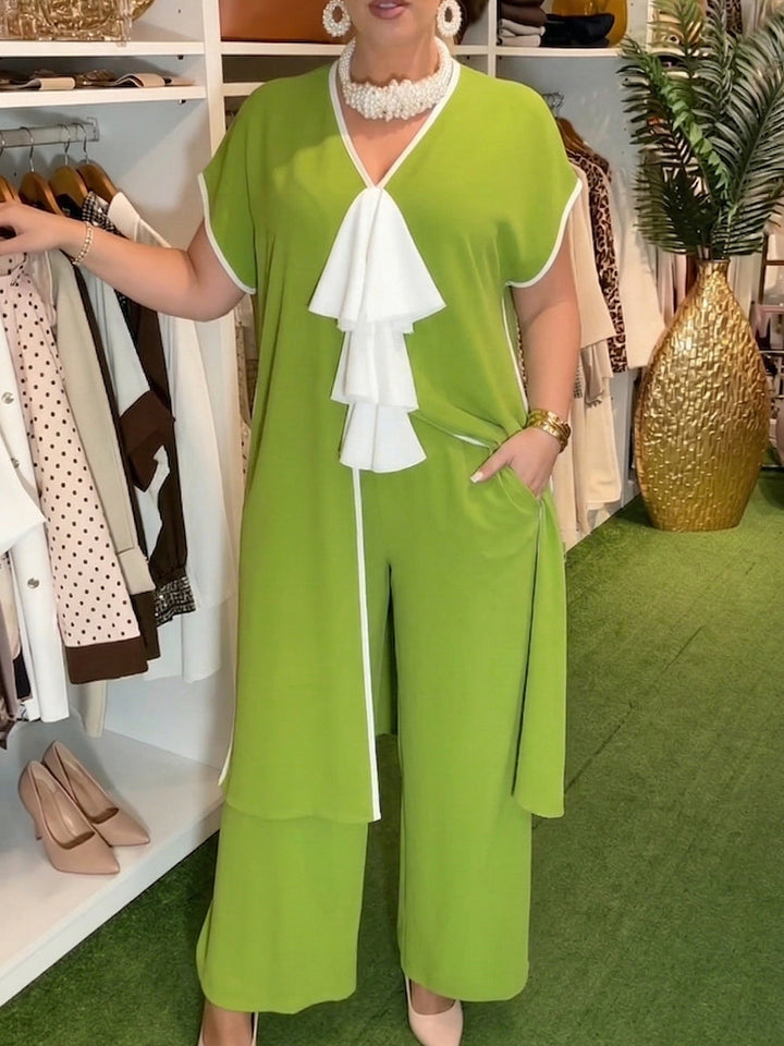 Women Linen Tunic and Wide Leg Pant Set