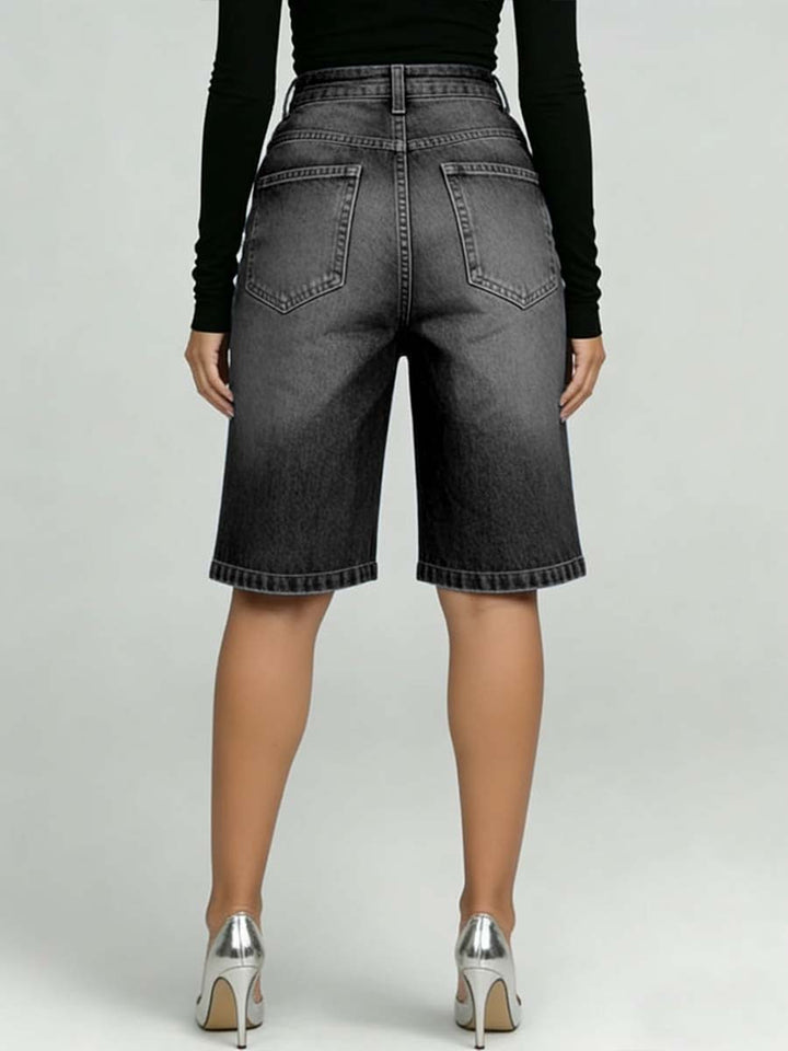 Women's Denim Bermuda Shorts High Waisted Jean Culottes