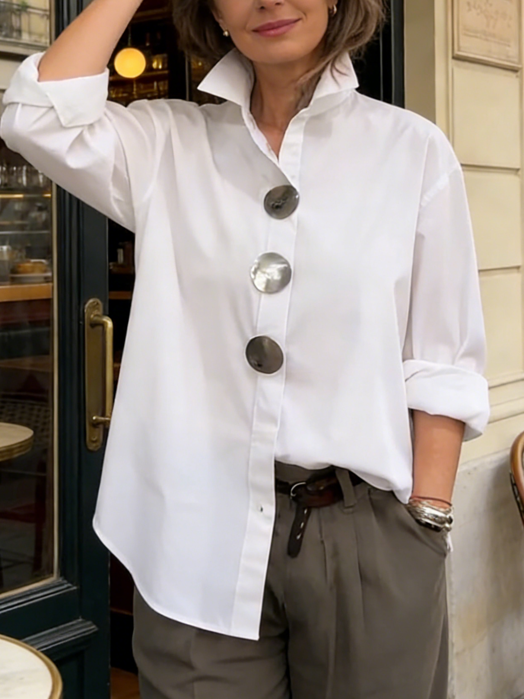 Women's Linen Oversized Button Down Shirt