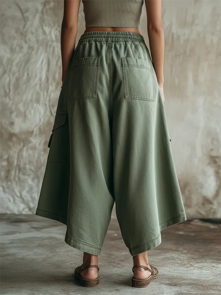 Women's Linen Wide Leg Culottes Pants