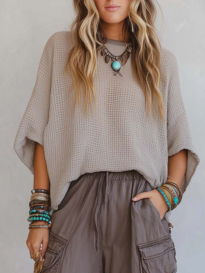 Women's Knit Poncho Top and Cargo Joggers Two Piece Set