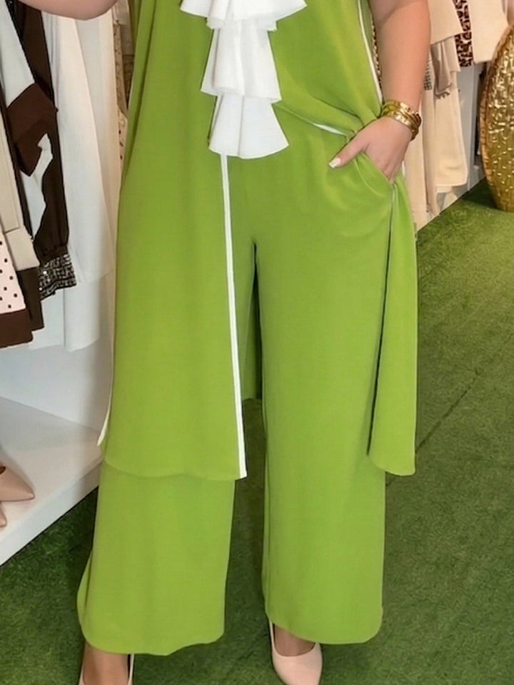 Women Linen Tunic and Wide Leg Pant Set