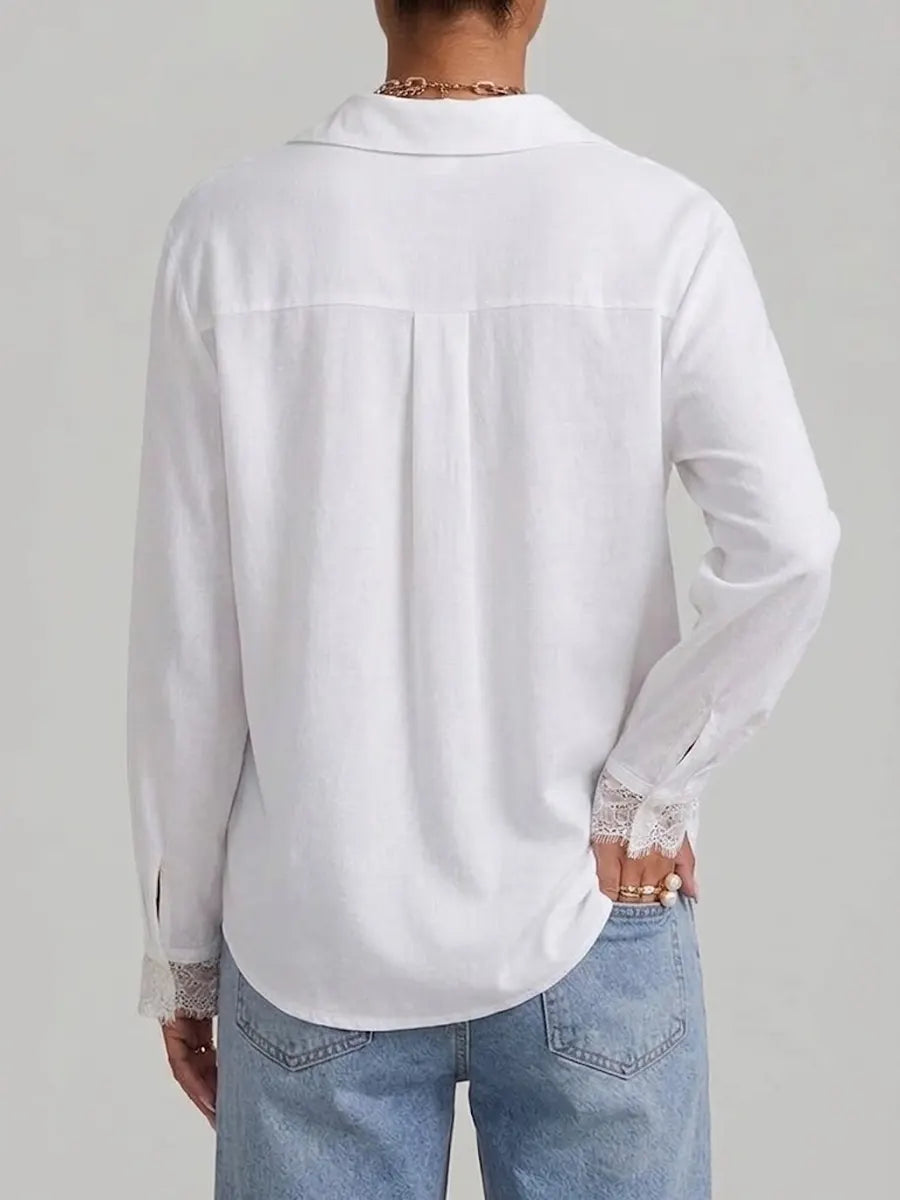 Women's Linen Blouse Long Sleeve Collar Shirt