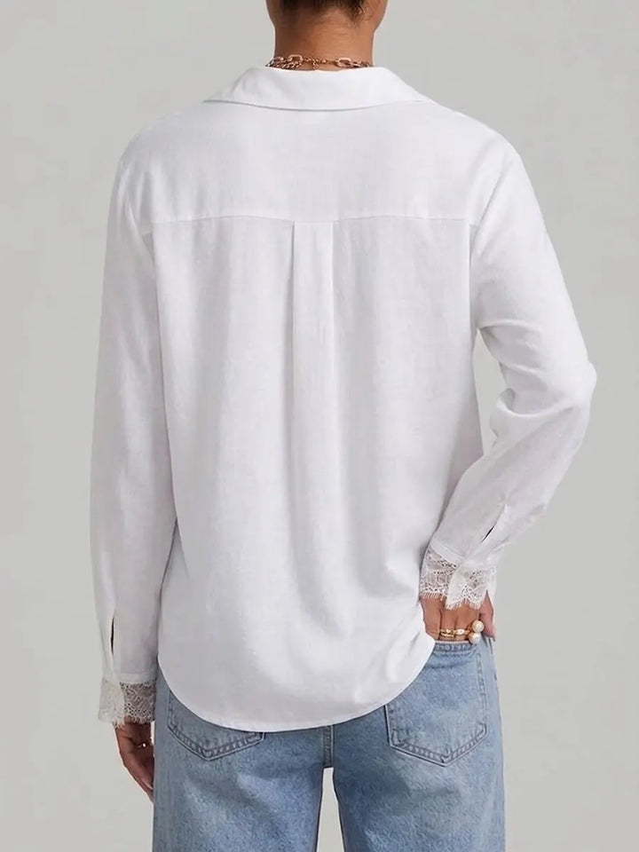 Women's Linen Blouse Long Sleeve Collar Shirt
