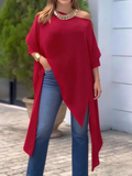 Women's Chiffon Poncho Tunic Off the Shoulder Blouse Tops