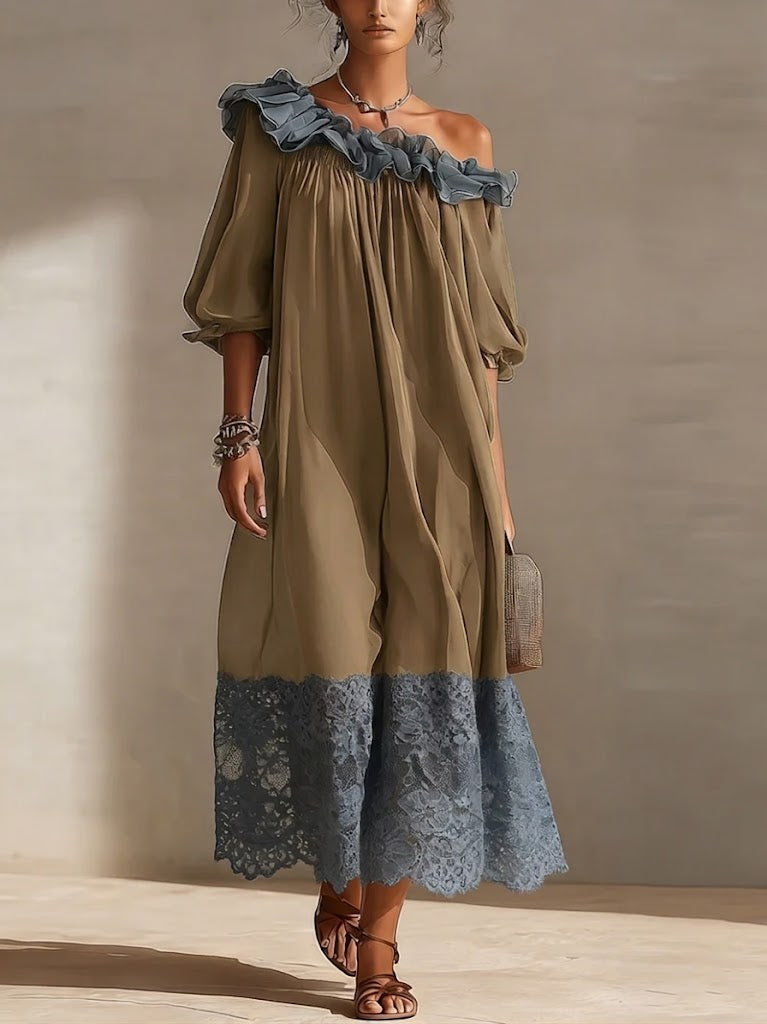 Women’s Chiffon Off-the-Shoulder Maxi Dress