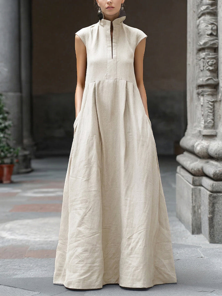 Women’s Linen Sleeveless A-Line Maxi Dress