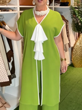 Women's Chiffon Ruffle Trim Tunic and Wide Leg Trousers Two Piece Set