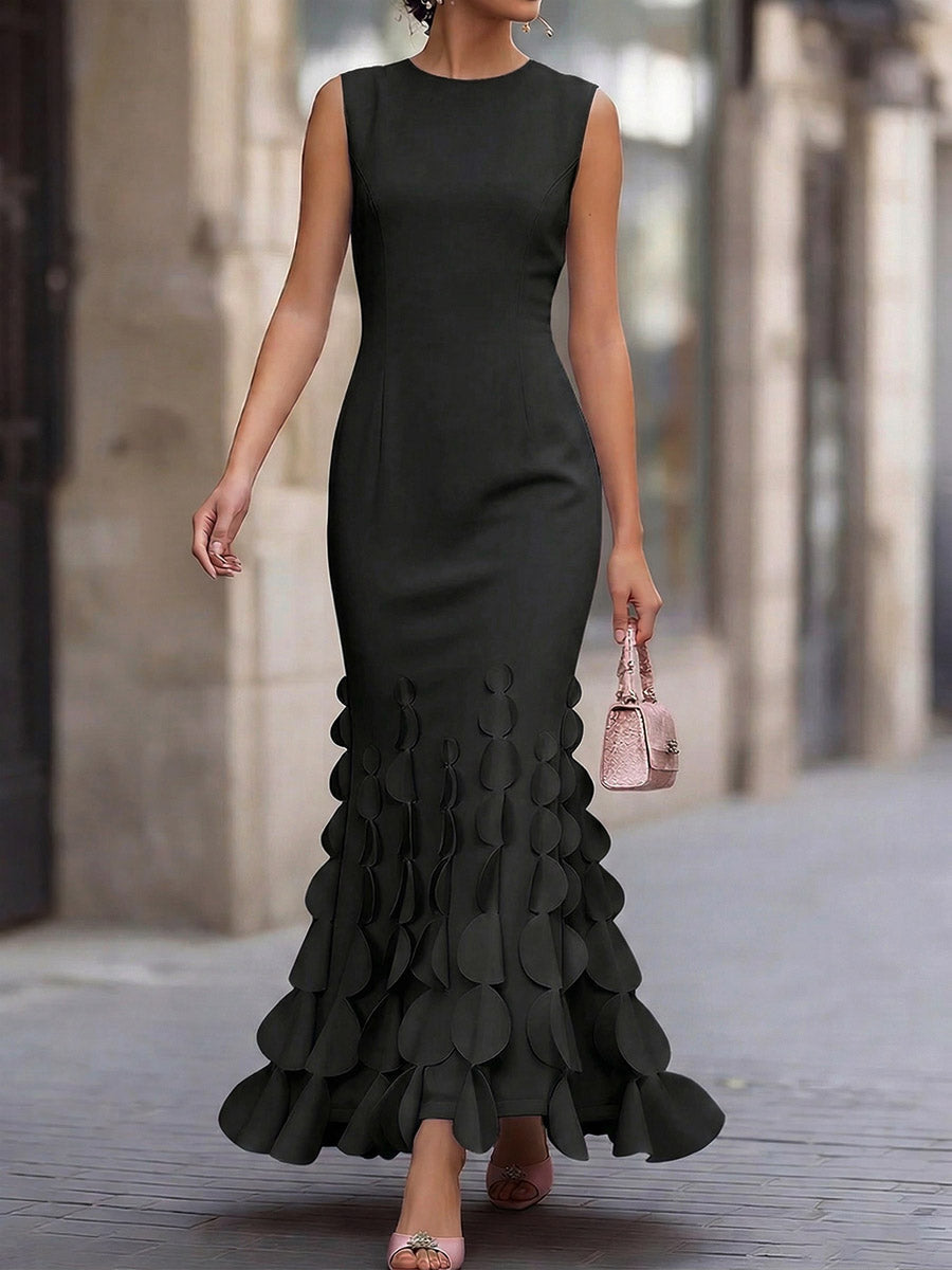 Women's Sleeveless Mermaid-Hem Knit Bodycon Dress