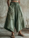 Women's Linen Wide Leg Culottes Pants