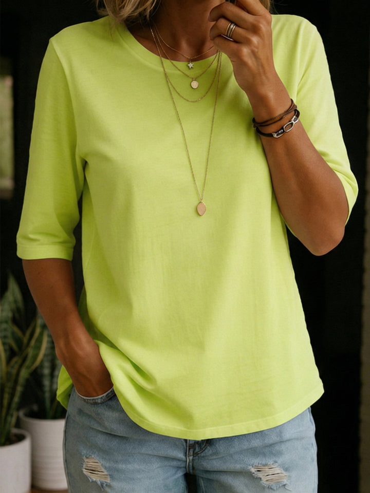 Women's Crew Neck 3/4 Sleeve T-Shirt Relaxed Fit Top