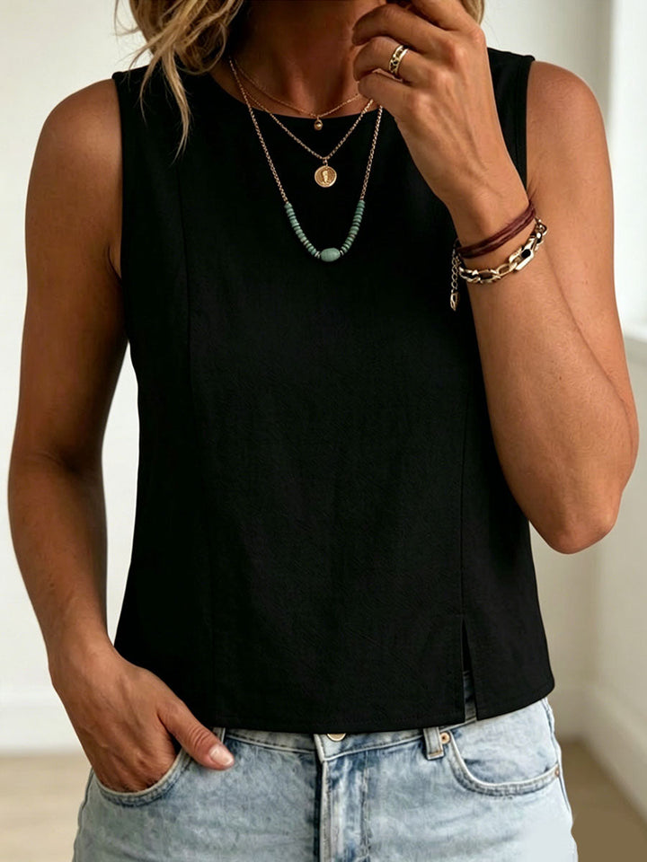 Women's Linen Sleeveless Tank Top Shell Blouse
