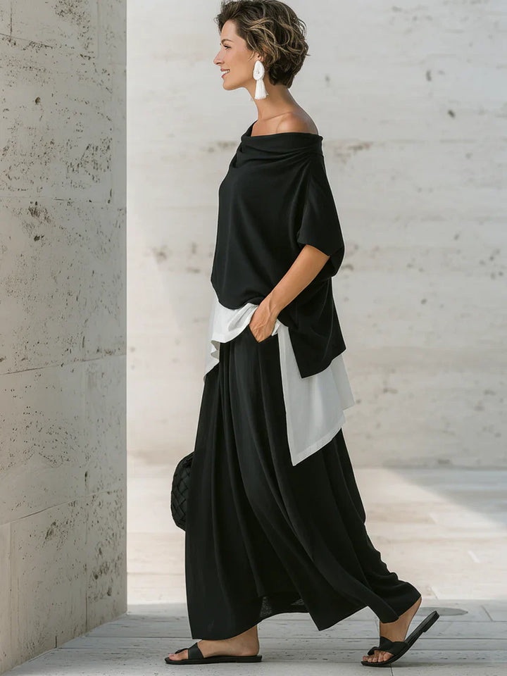 Women's Linen Off-the-Shoulder Two Piece Maxi Set