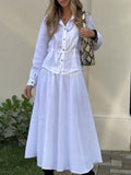 Linen Shirt Maxi Skirt Set Matching Two Piece Outfit for Women