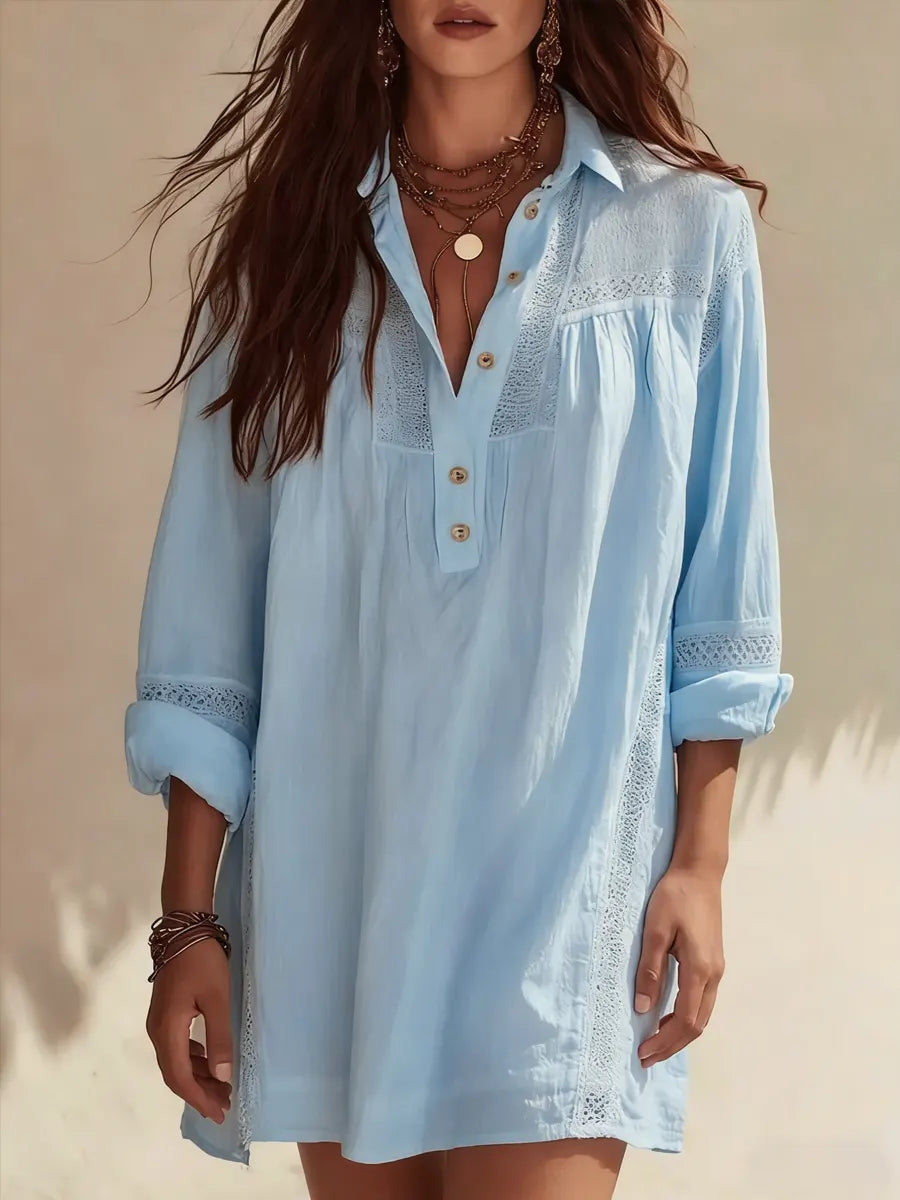 Women's Linen Tunic Beach Cover Up Shirt