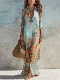 Women's Silk Blend Button-Down Maxi Shirt Dress