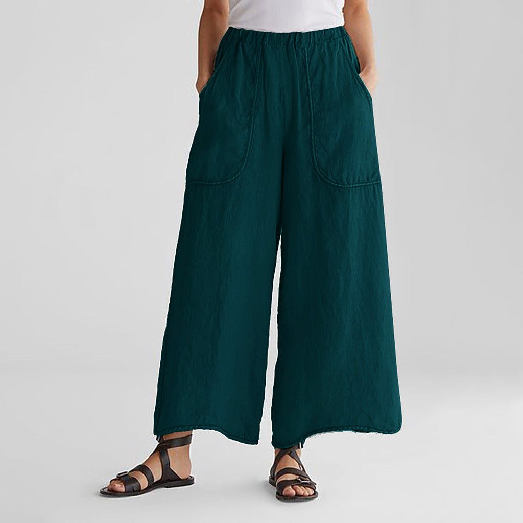 Women's Linen Wide Leg Trousers Pants