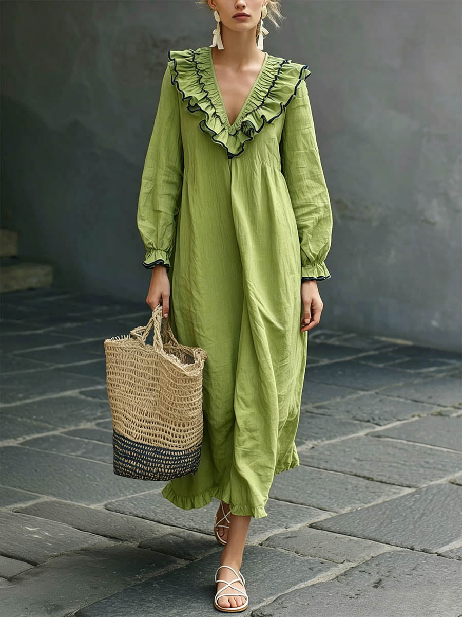 Women's Loose-Fit Linen-Blend Maxi Dress