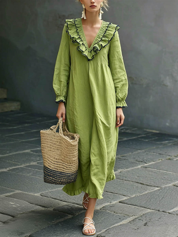 Women's Loose-Fit Linen-Blend Maxi Dress