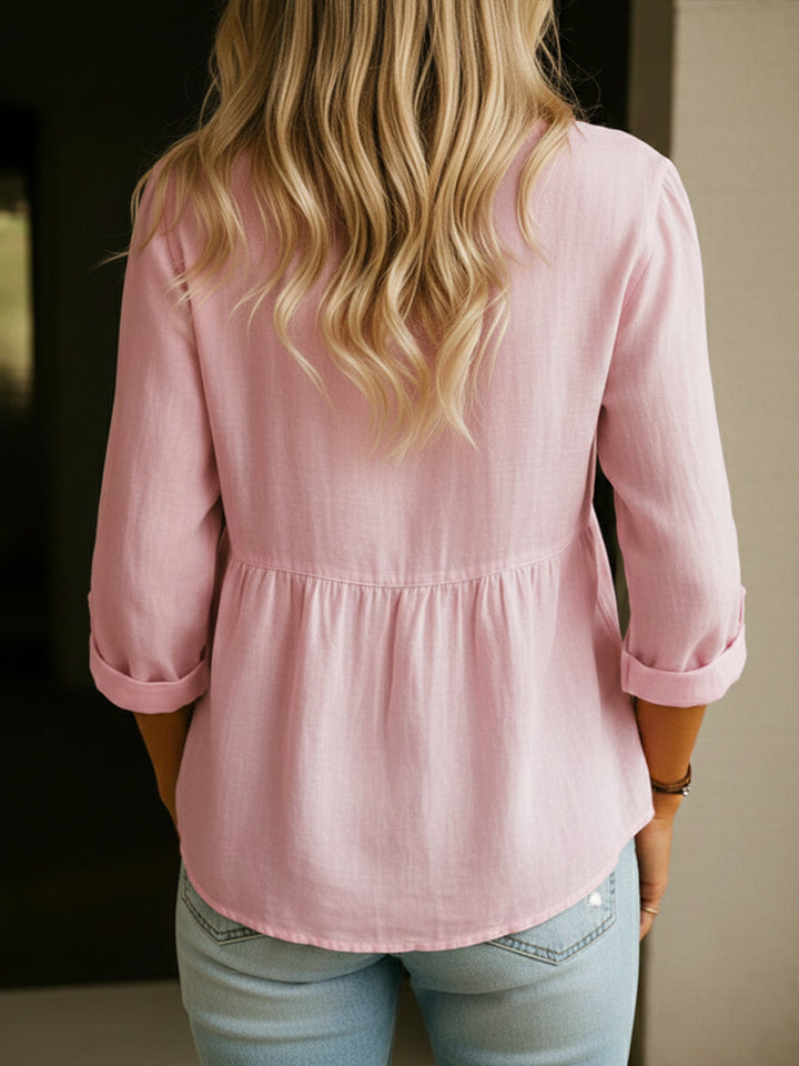 Linen Blouse Women's Long Sleeve Casual Tunic Top