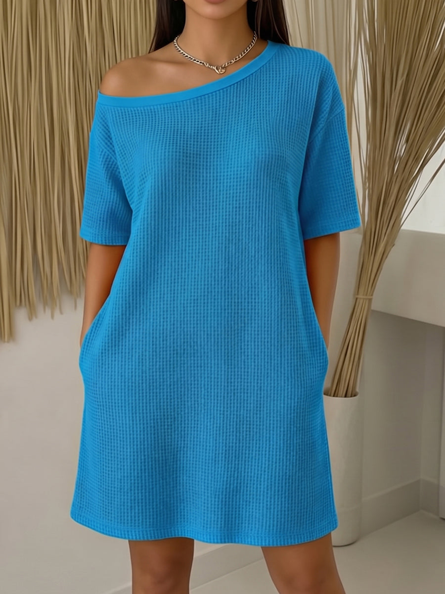 Women's Knit Off-Shoulder Tunic Mini Dress