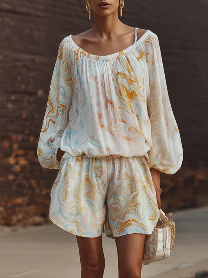 Women’s Linen Shorts and Long Sleeve Top Set