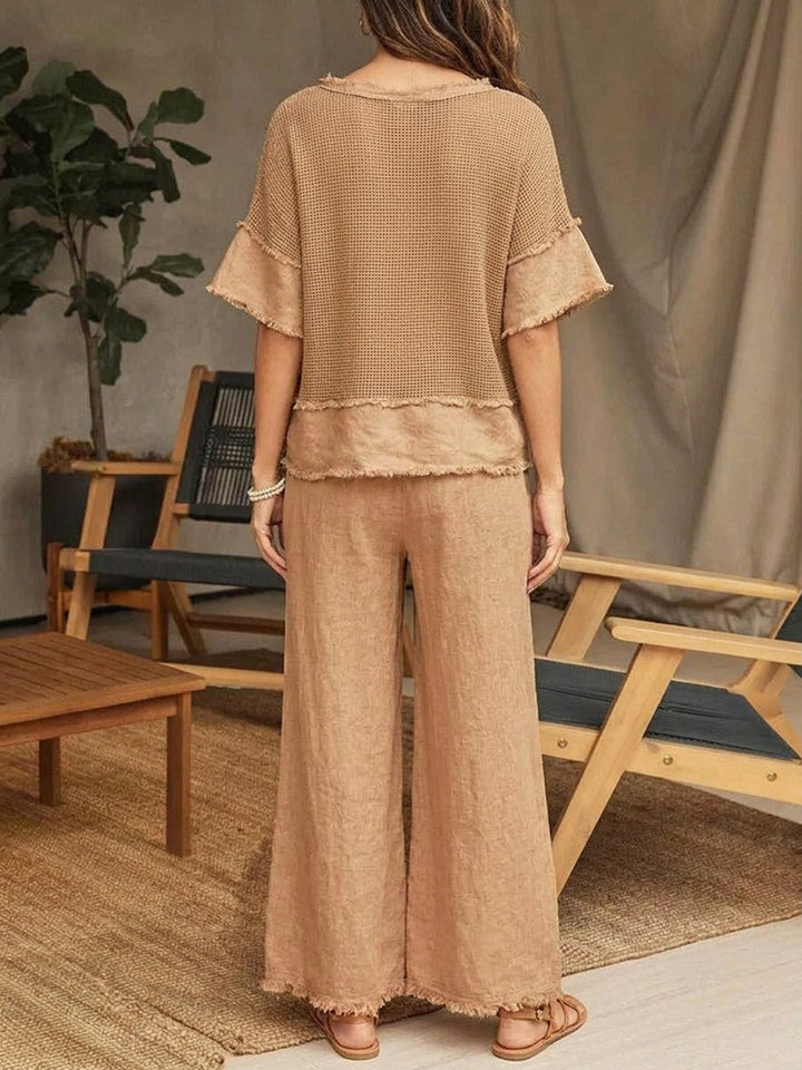 Women's Knit Two Piece Set Wide Leg Pants Co ord