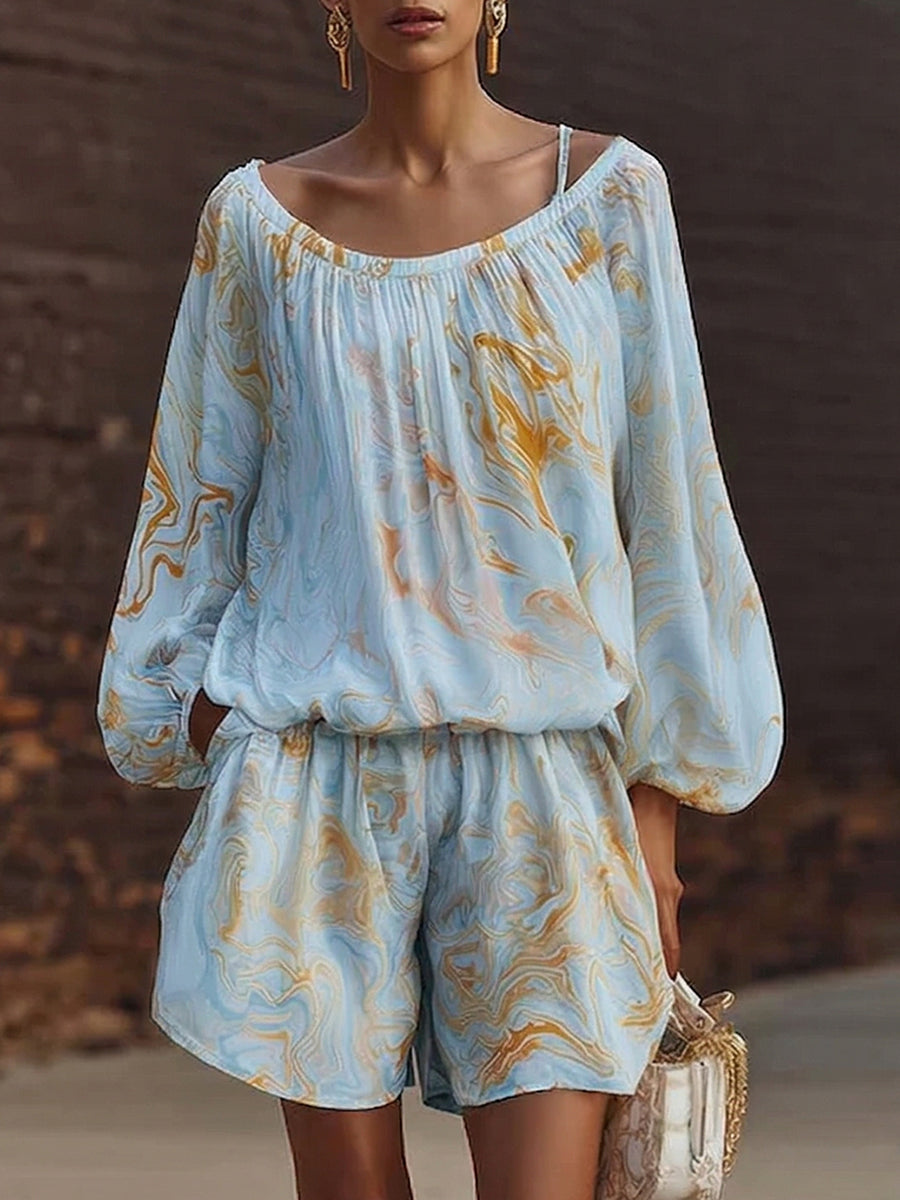 Women’s Linen Shorts and Long Sleeve Top Set