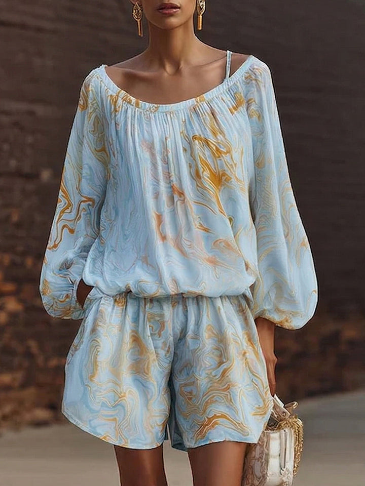 Women’s Linen Shorts and Long Sleeve Top Set