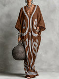 Women's Linen Kaftan V-Neck Maxi Dress