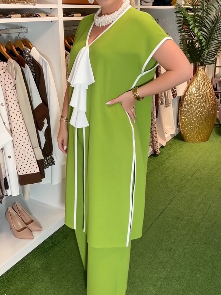 Women Linen Tunic and Wide Leg Pant Set