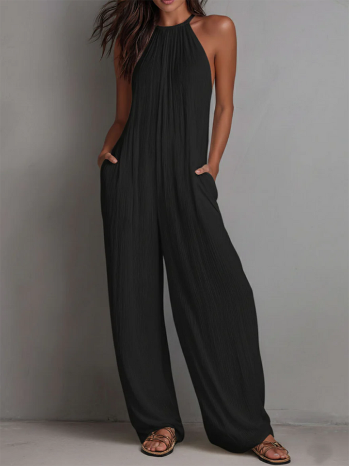 Women’s Linen Halter Neck Wide Leg Jumpsuit